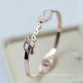 Edelstahl 18K Rose Gold Liebe Knoten Herz Kristall Armreif